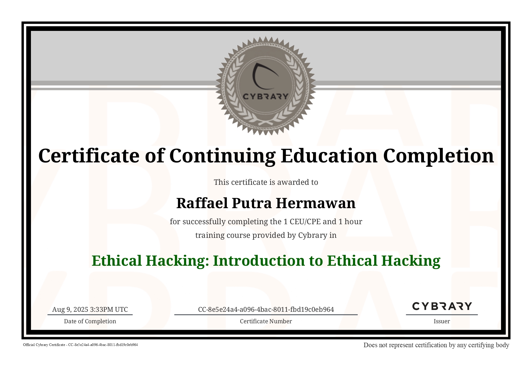 Ethical Hacking Introduction by Cybrary
