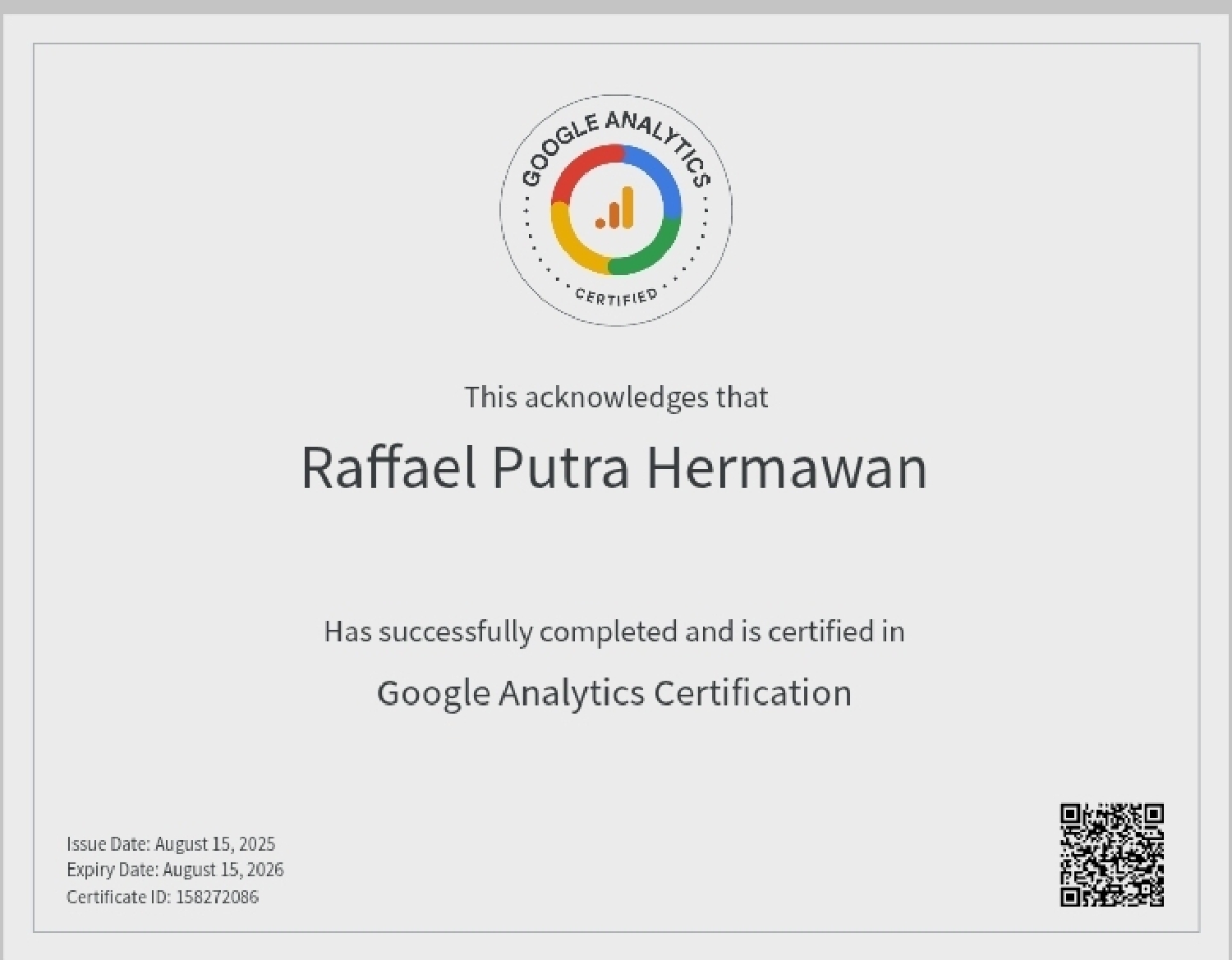 Google Analytics Certification by Google